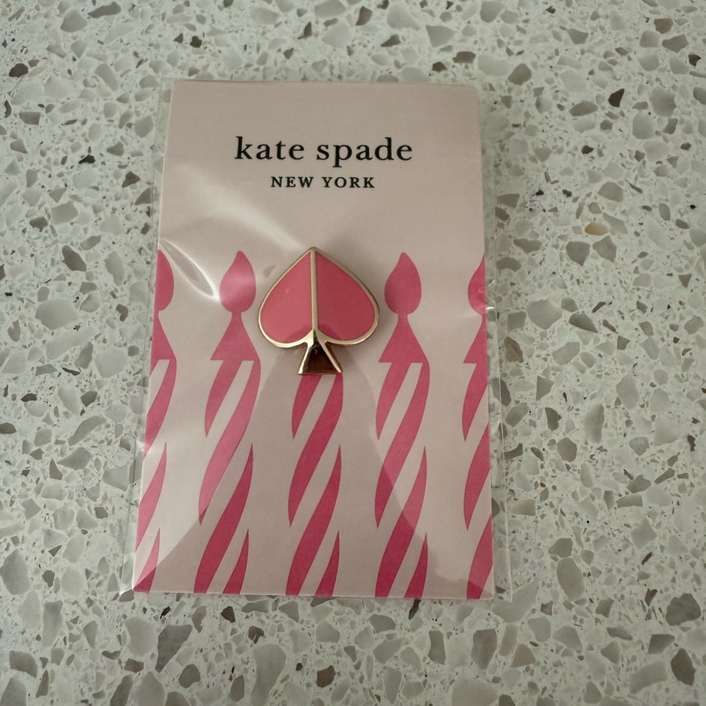 Kate Spade Pink and Gold Spade Pin, New